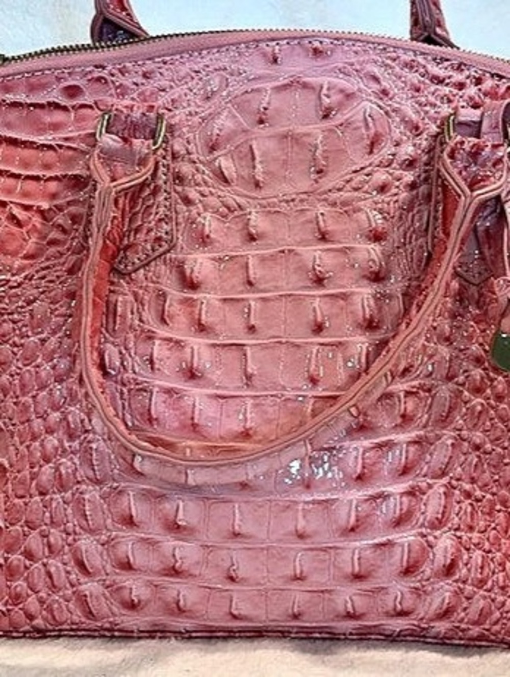 Crocodile-Embossed Tote in Pink Like New